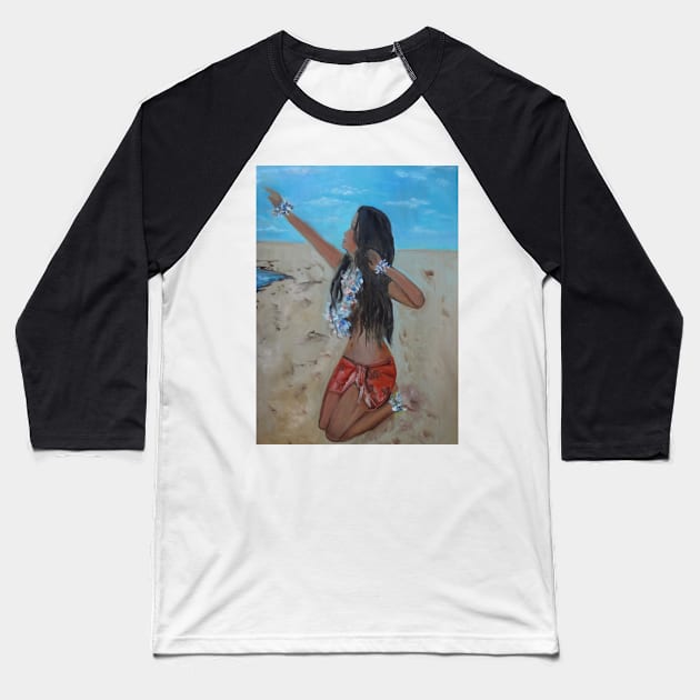 Hula on the Beach Baseball T-Shirt by jennyleeandjim